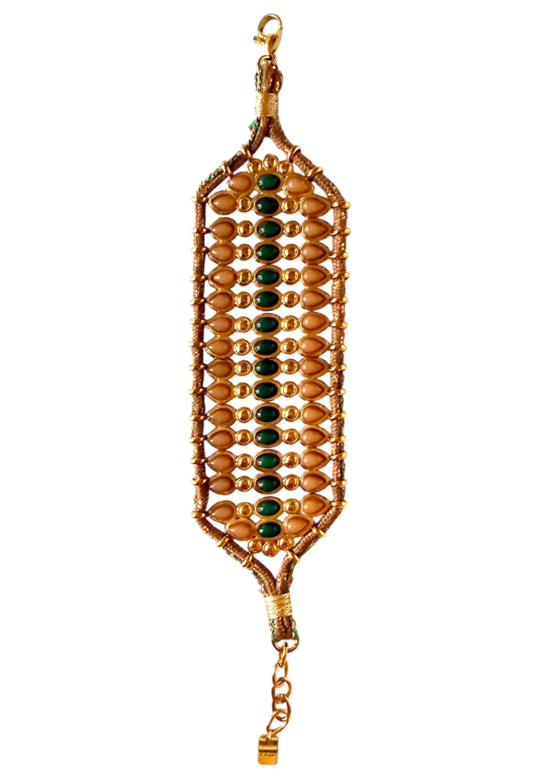 Gold-Tone Cuff Bracelet with Brown & Green