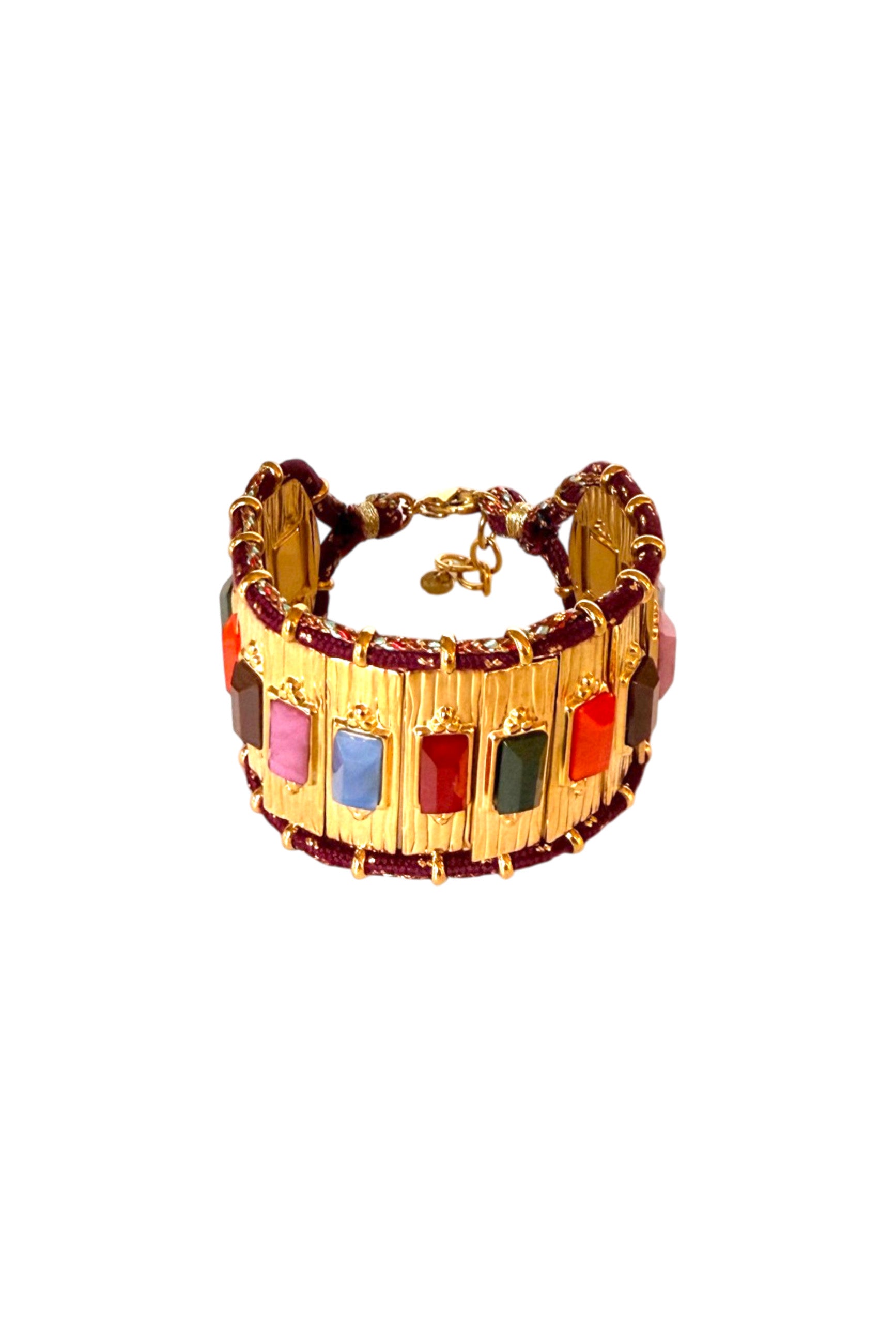 Gold-Tone Cuff Bracelet w/ Multicolor Stones