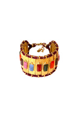 Gold-Tone Cuff Bracelet w/ Multicolor Stones