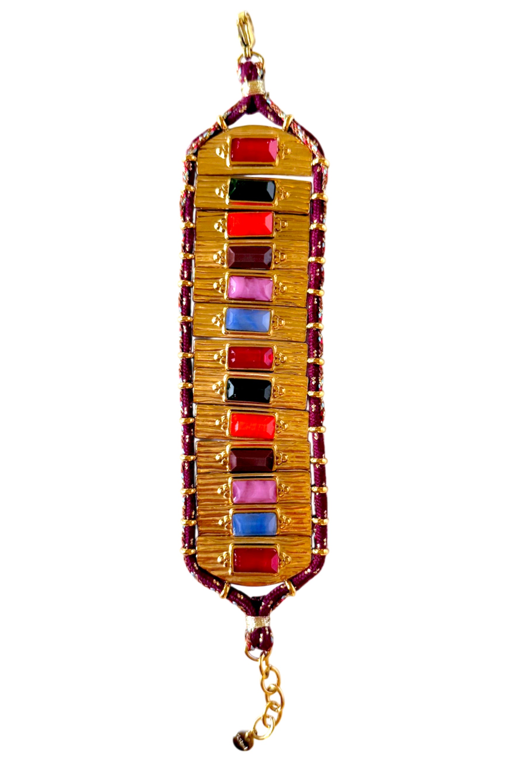 Gold-Tone Cuff Bracelet w/ Multicolor Stones