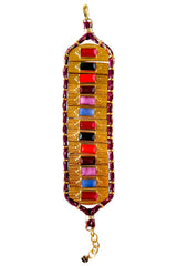 Gold-Tone Cuff Bracelet w/ Multicolor Stones