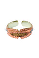 Bracelet | Pink leather w/ golden beads