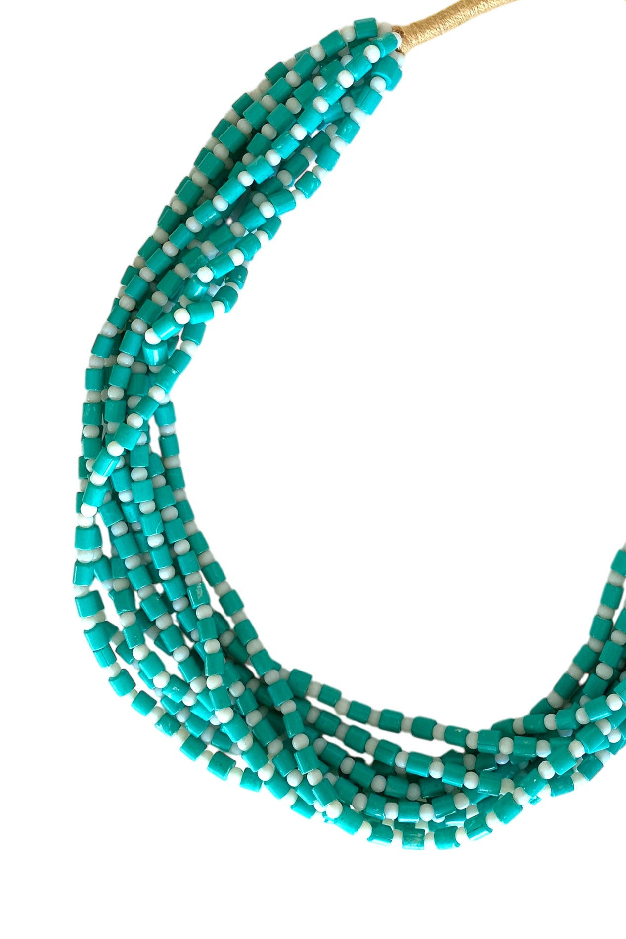 Necklace Multi Glass Beads, Greenwater