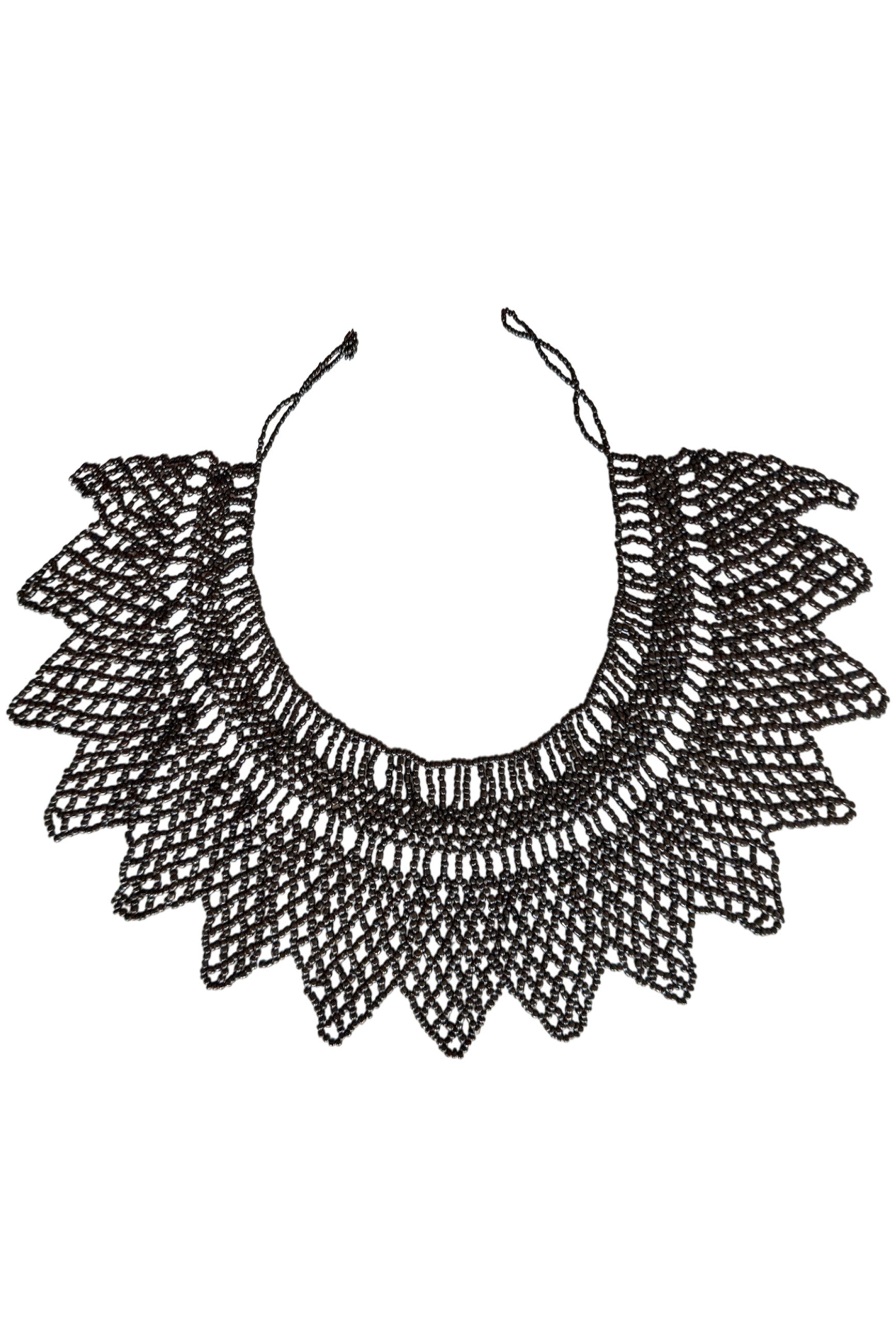 Handwoven Black Beaded Collar Necklace