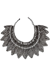 Handwoven Black Beaded Collar Necklace