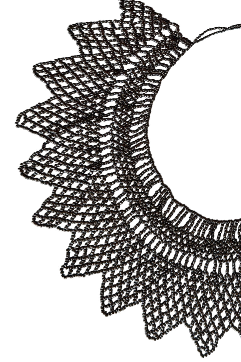 Handwoven Black Beaded Collar Necklace