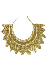 Handwoven Golden Beaded Collar Necklace