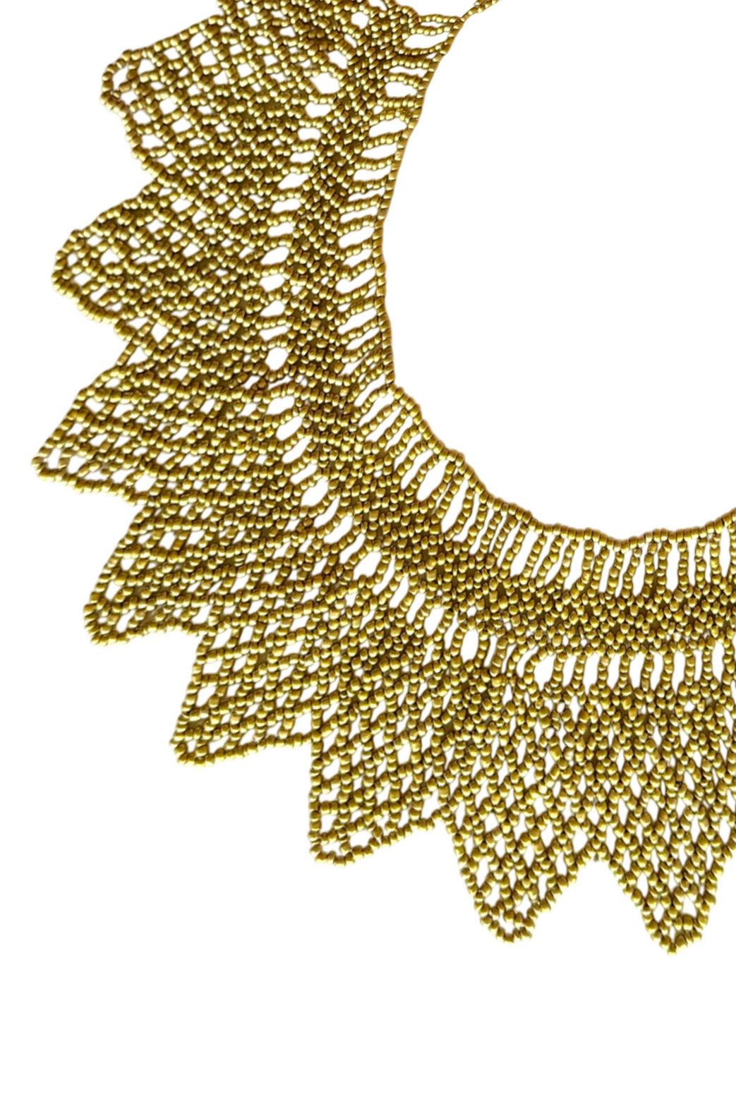 Handwoven Golden Beaded Collar Necklace