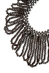 Handcrafted Black Wooden Bead Big Collar Necklace