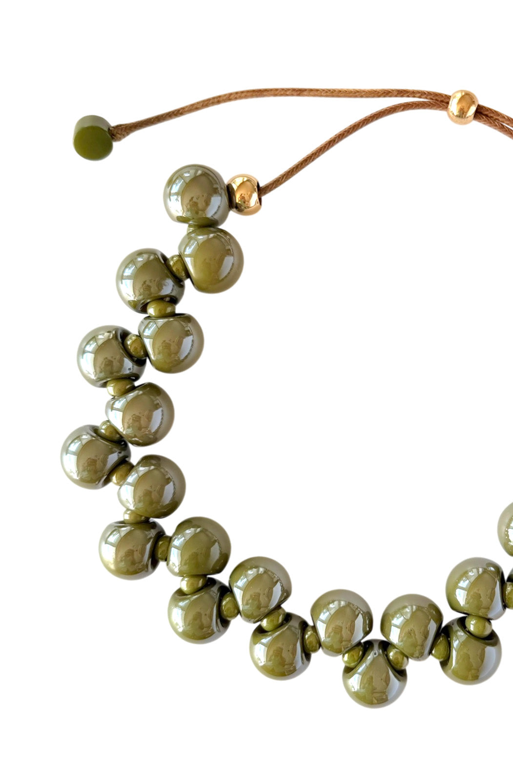 Olive Green Glossy Sphere Necklace