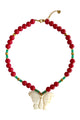 Necklace Butterfly, Coral & green
