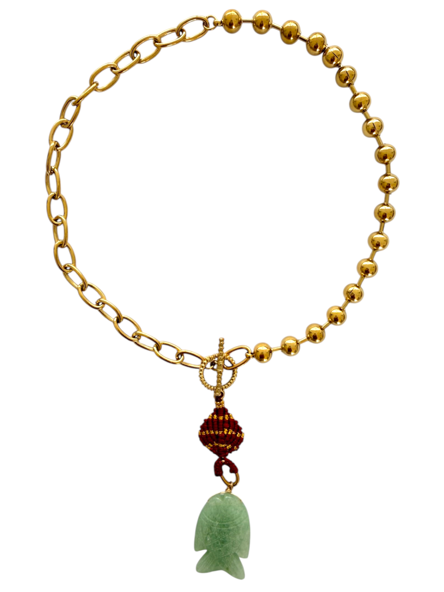 Necklace With Green Fish Pendant