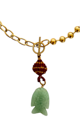 Necklace With Green Fish Pendant