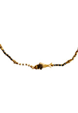 Fish Charm Beaded Necklace | Black