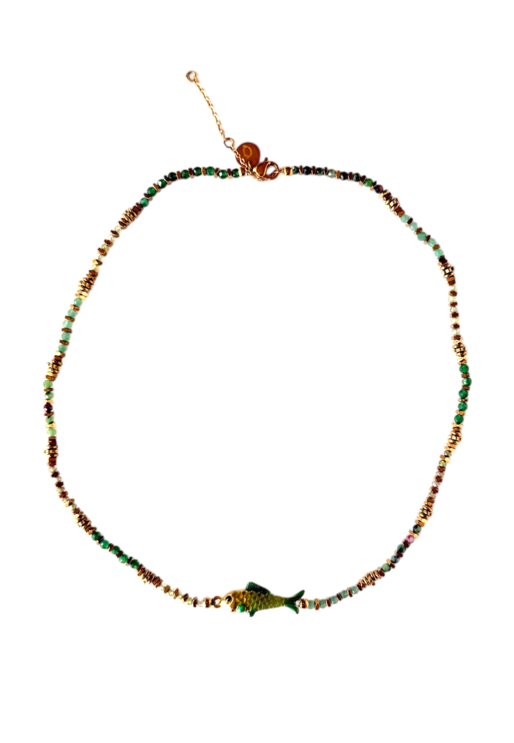 Fish Charm Beaded Necklace | Green