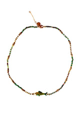 Fish Charm Beaded Necklace | Green