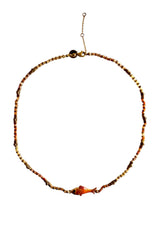 Fish Charm Beaded Necklace | Orange
