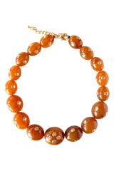 Amber Bead Necklace with Gold Details
