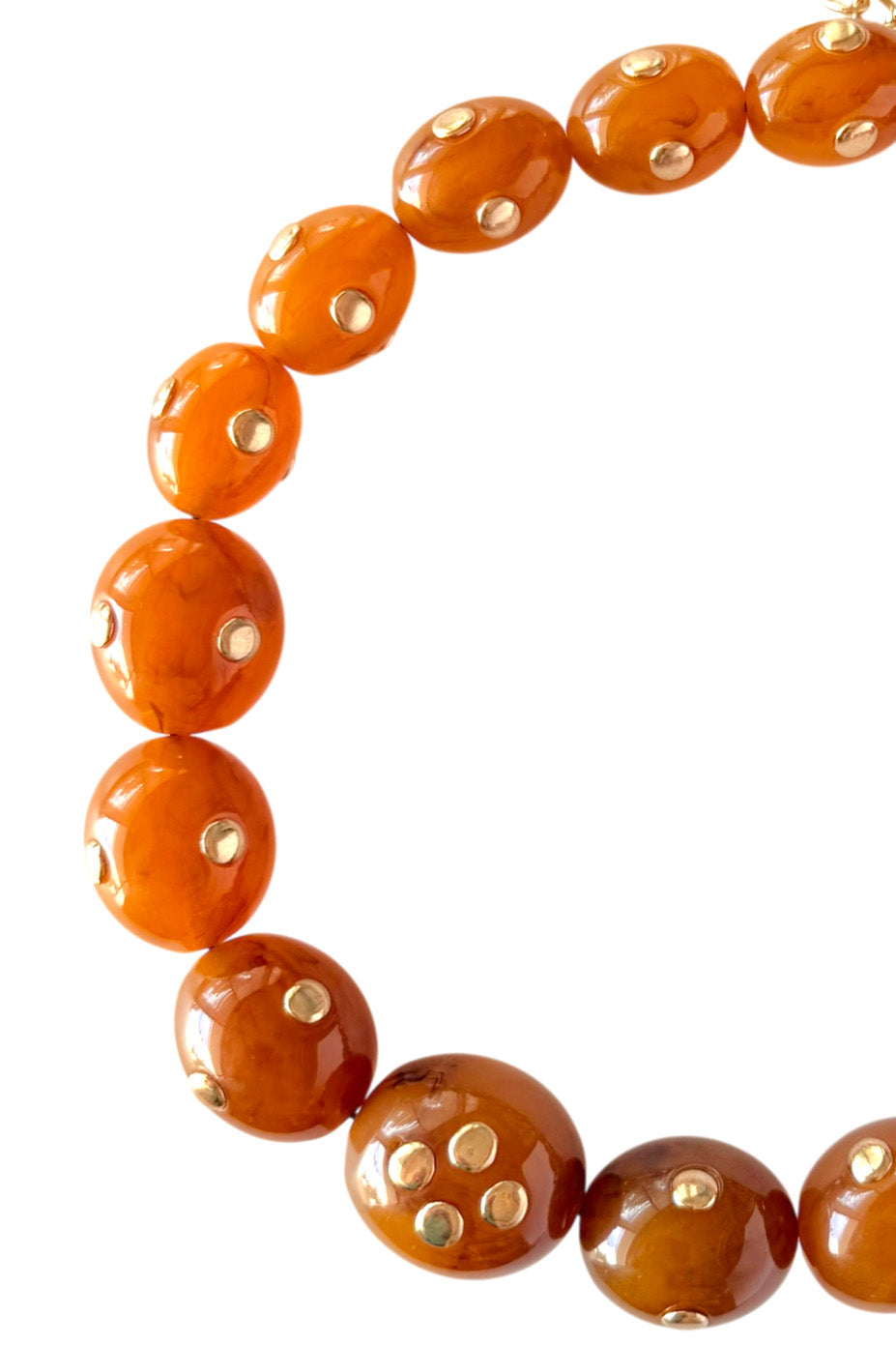 Amber Bead Necklace with Gold Details
