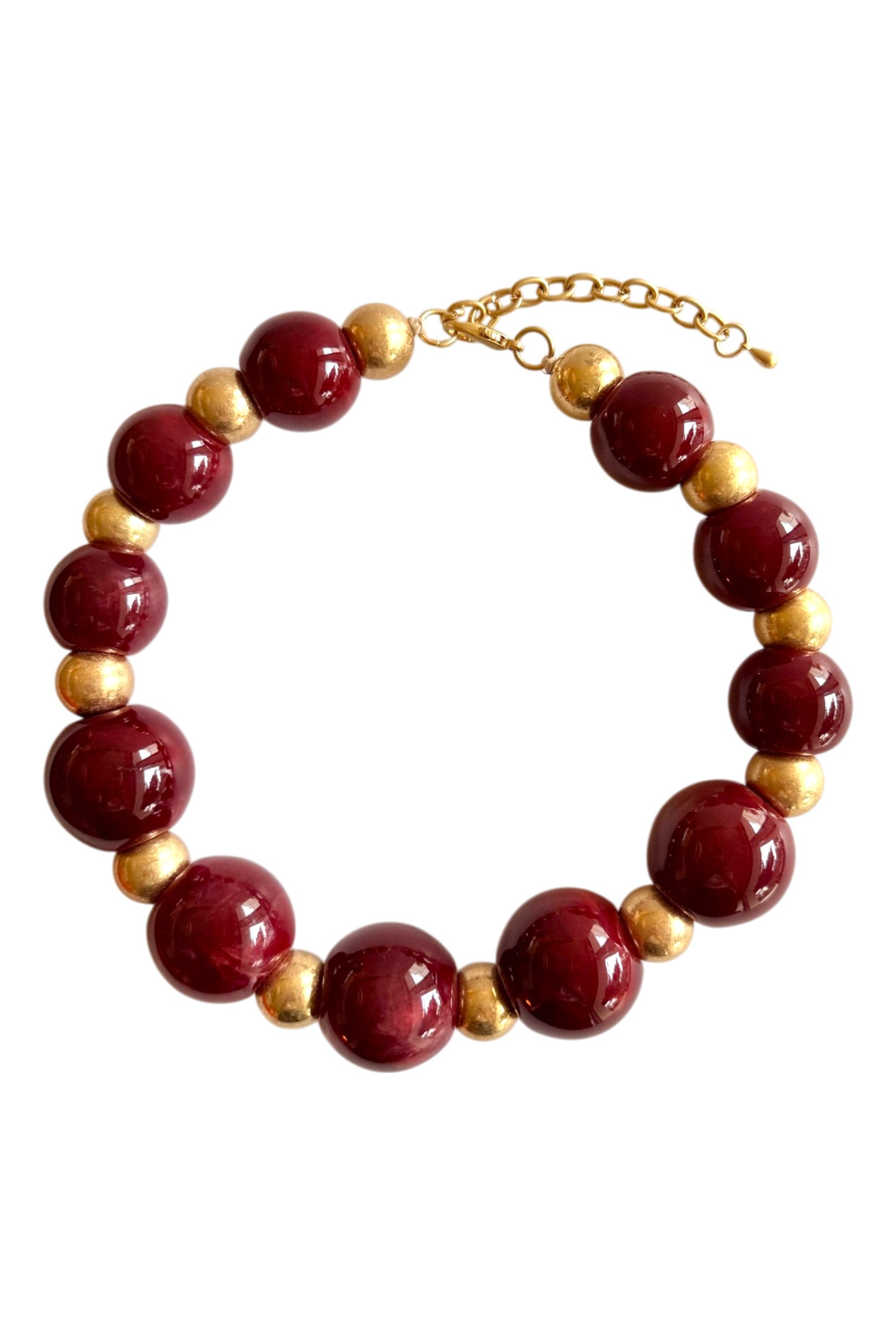 Burgundy & Gold Sphere Necklace