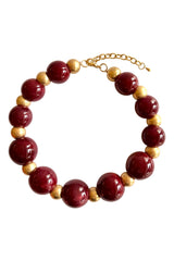 Burgundy & Gold Sphere Necklace