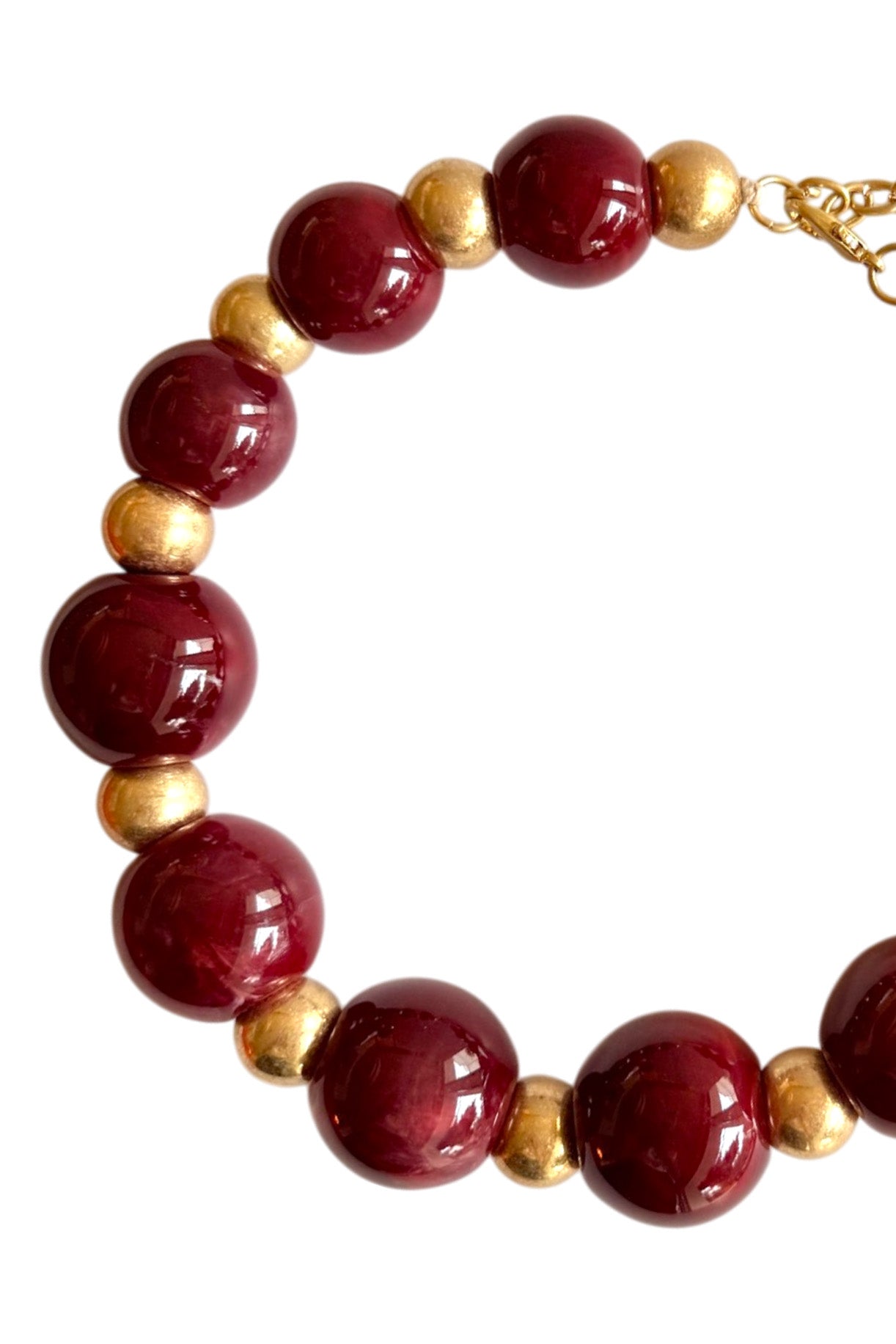 Burgundy & Gold Sphere Necklace