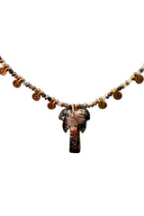 Multicoloured Beaded Necklace with Palm Tree Pendant