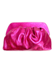 Leather Clutch Handbag | Metallic pink