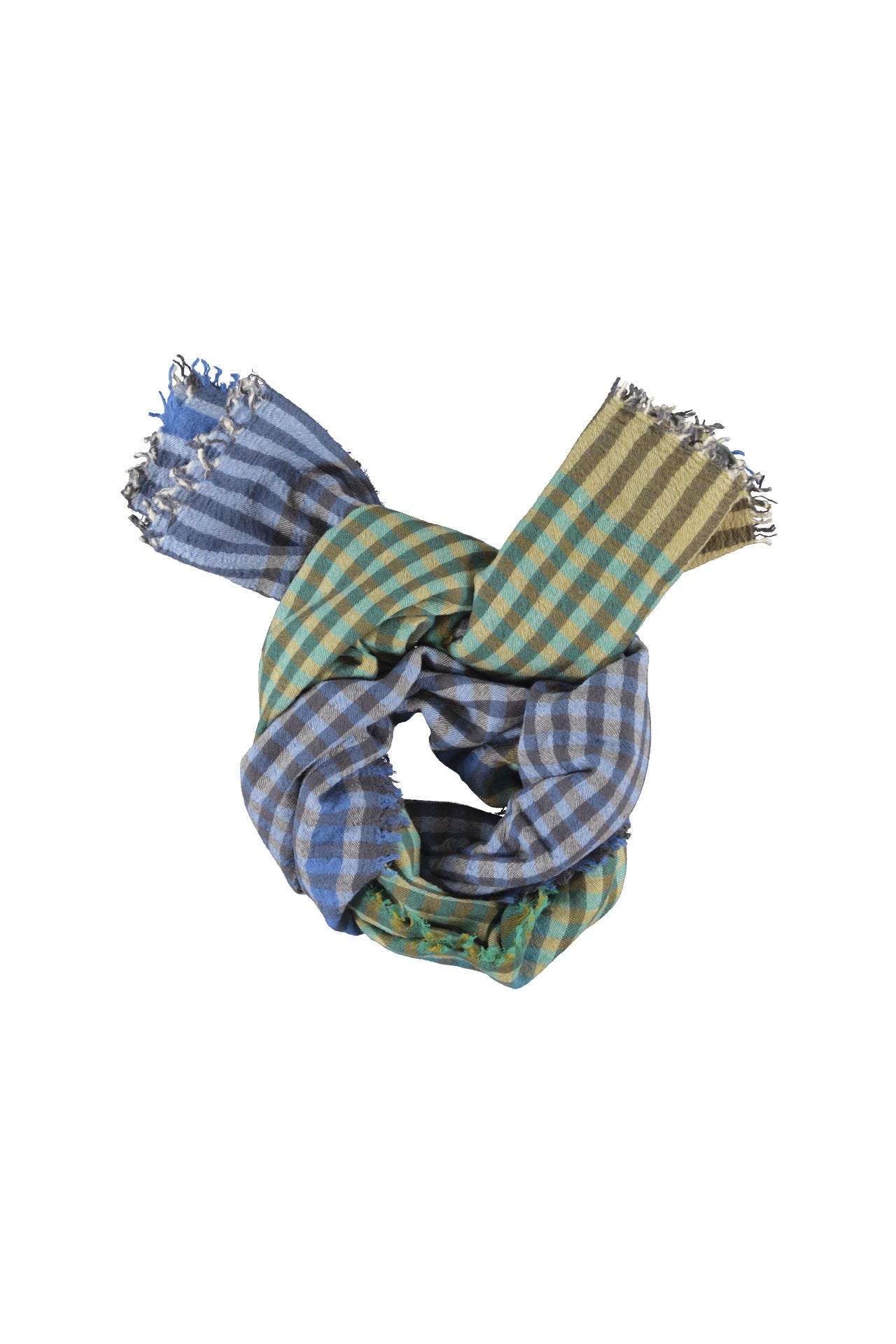 Scarf | Blue checkered w/ contrasting thread