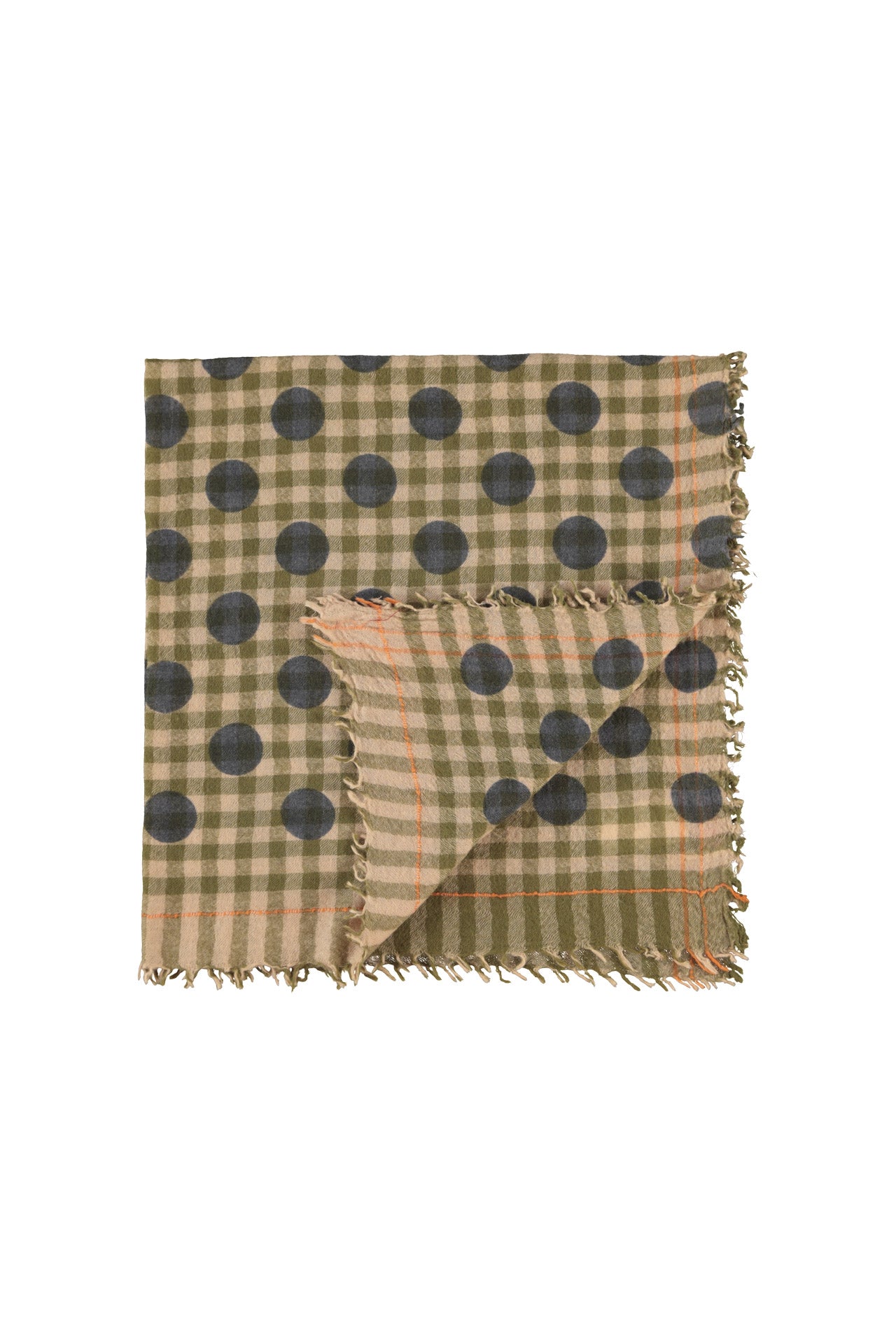 Scarf | Green checkered w/ polka dots