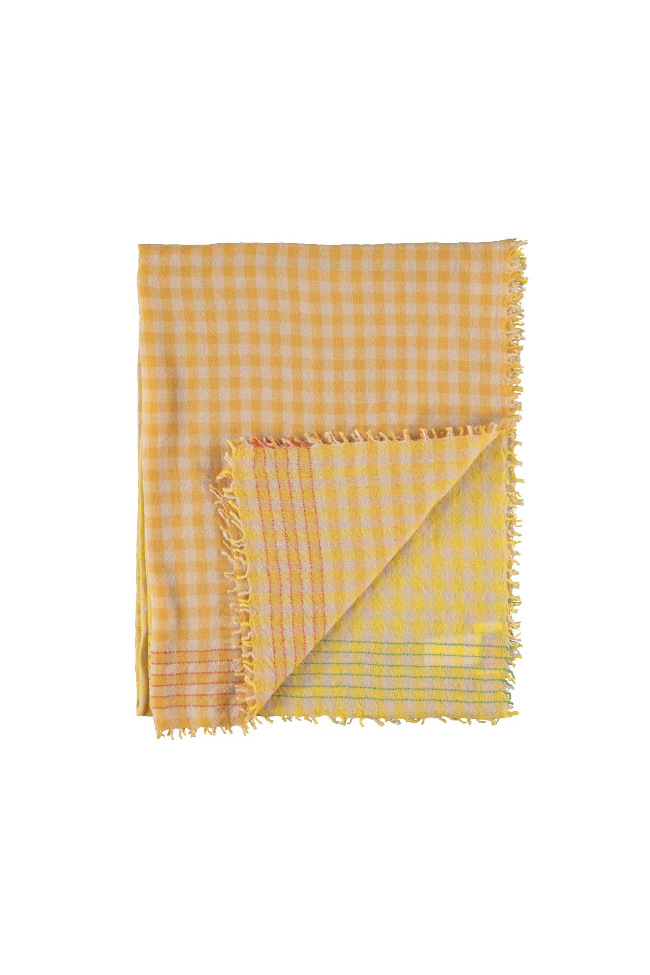 Scarf | Yellow checkered w/ contrasting thread