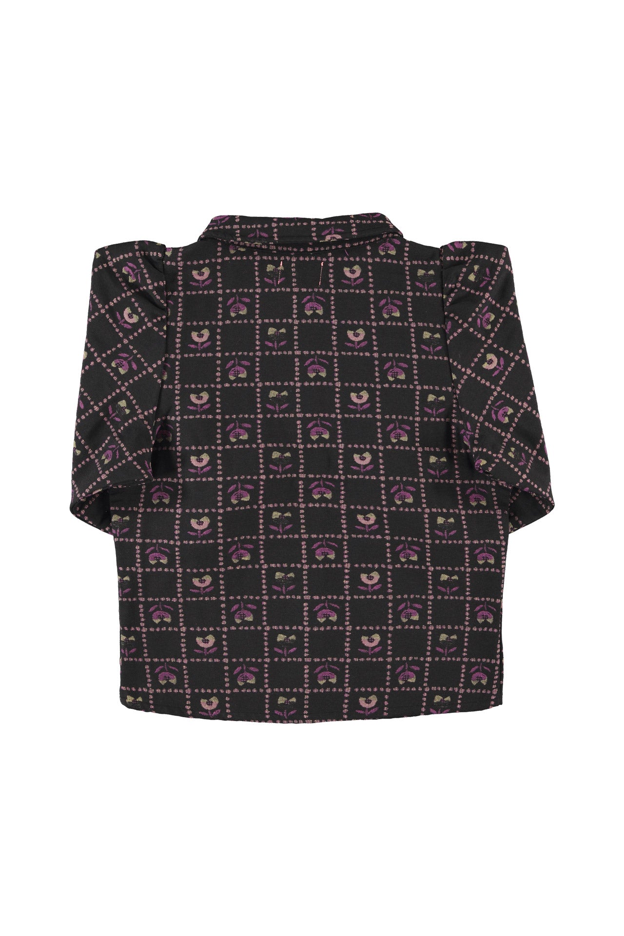 Jacquard shirt/jacket | Black w/ floral checkered