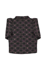 Jacquard shirt/jacket | Black w/ floral checkered