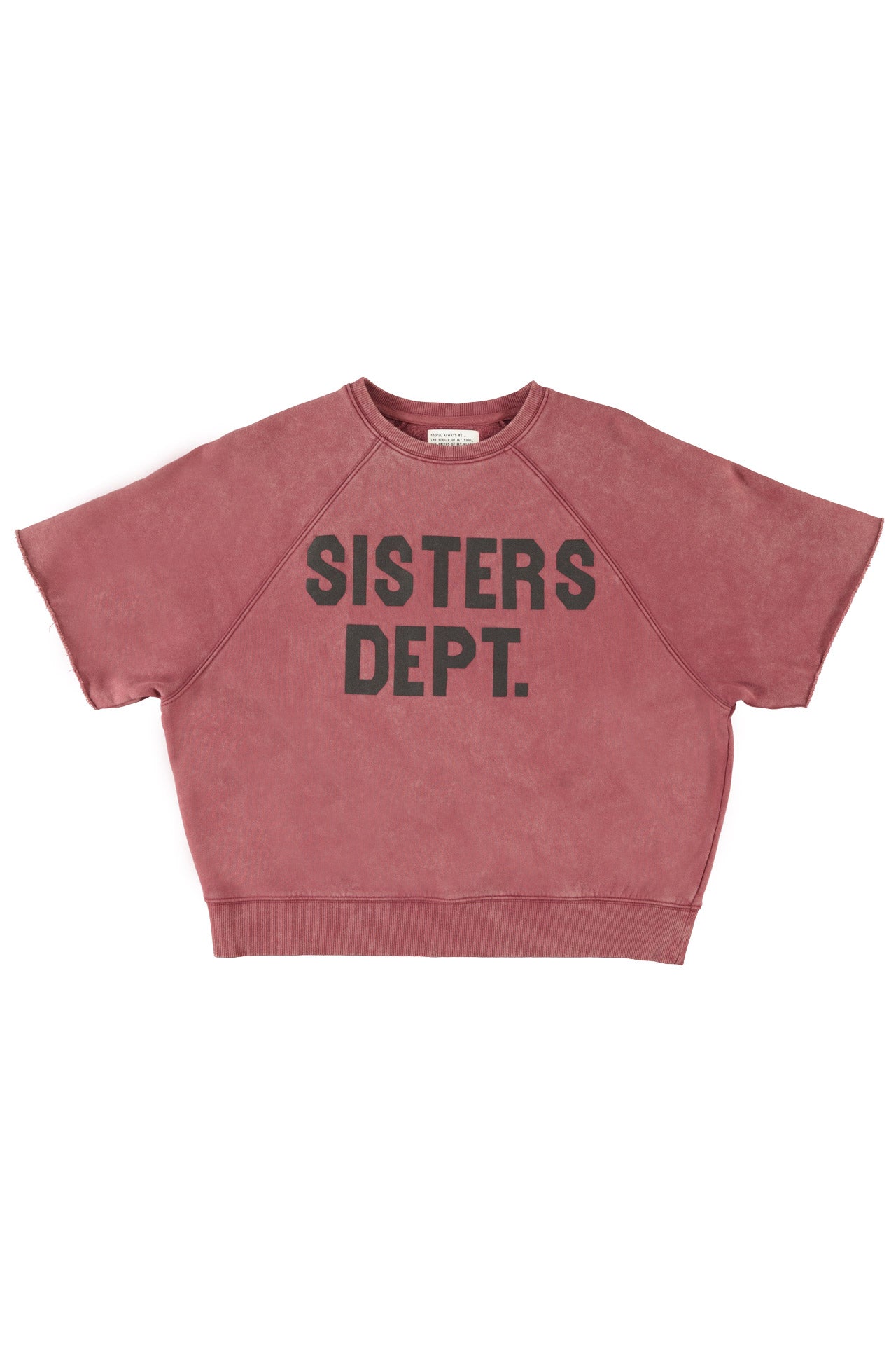 Short sleeve sweatshirt | Bordeaux w/ "sisters dept" print