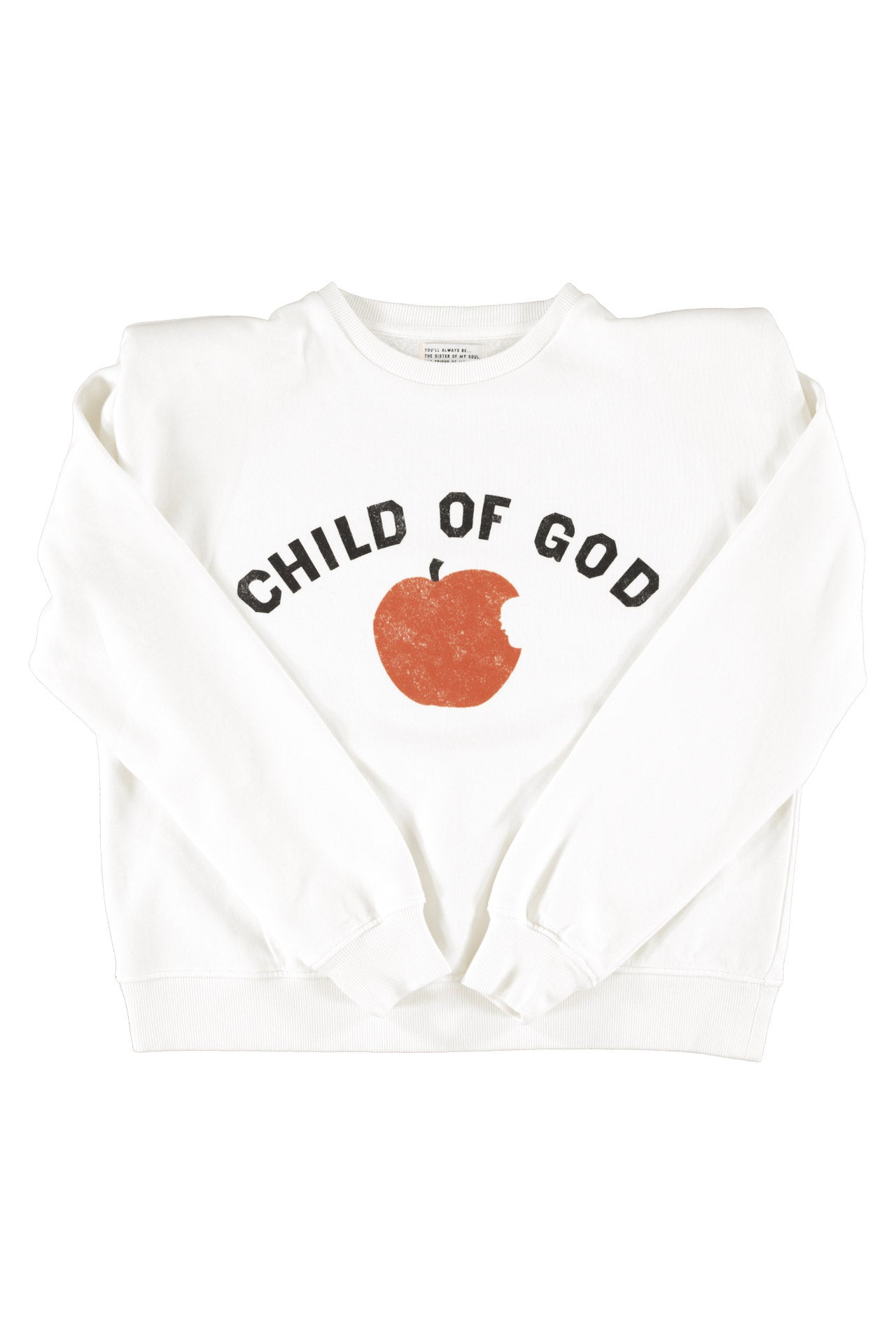 Shoulder pad sweatshirt | Ecru w/ "child of God" print