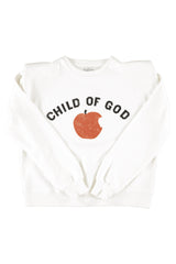 Shoulder pad sweatshirt | Ecru w/ "child of God" print