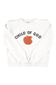 Shoulder pad sweatshirt | Ecru w/ "child of God" print