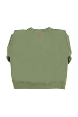 Shoulder pad sweatshirt | Green w/ "call 911" print