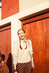 Knitted soft sweater | Ecru