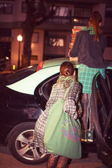 Short wrap skirt | Green checkered