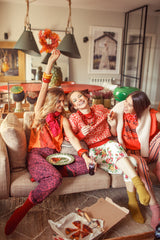 Sleeveless top w/ v-neck | Orange w/ "oh yeah" print