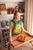 Sleeveless t-shirt w/ shoulder pads | Olive geen w/ "sunday slice" print