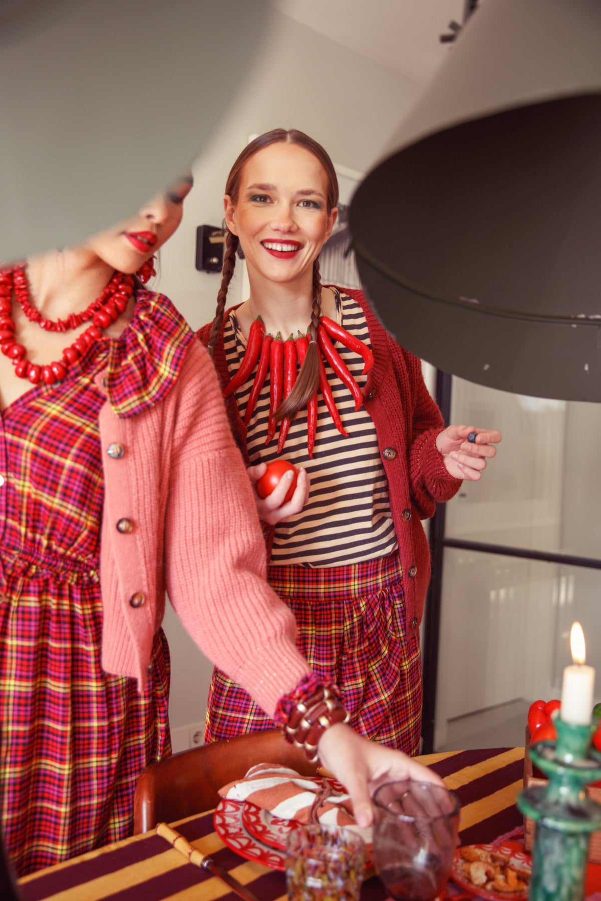 Short wrap skirt | Multicolor checkered