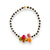 Bracelet | Black & white beads with multicolour crystal drops