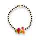 Bracelet | Black & white beads with multicolour crystal drops