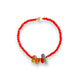 Bracelet |  Red crystal beads w/ multicolour crystal drops