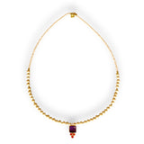 Necklace | White beads w/ purple & red pendant