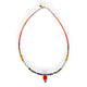 Necklace | Multicolor beads w/ red & purple pendant