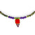 Necklace | Multicolor beads w/ red & purple pendant