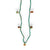 Long cord Necklace | green w/ flower pendants